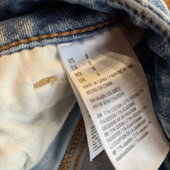 2 Pairs Of Blue Distressed American Eagle Jean Shorts, Sizes 0 & 2 - Picture 3 of 7